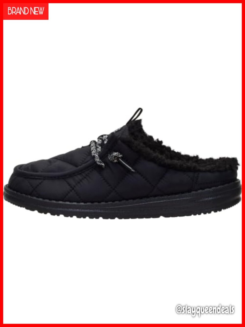 Wendy Slip Camp Quilted Nylon Slip On Loafer Sherpa Lined Comfort Shoe